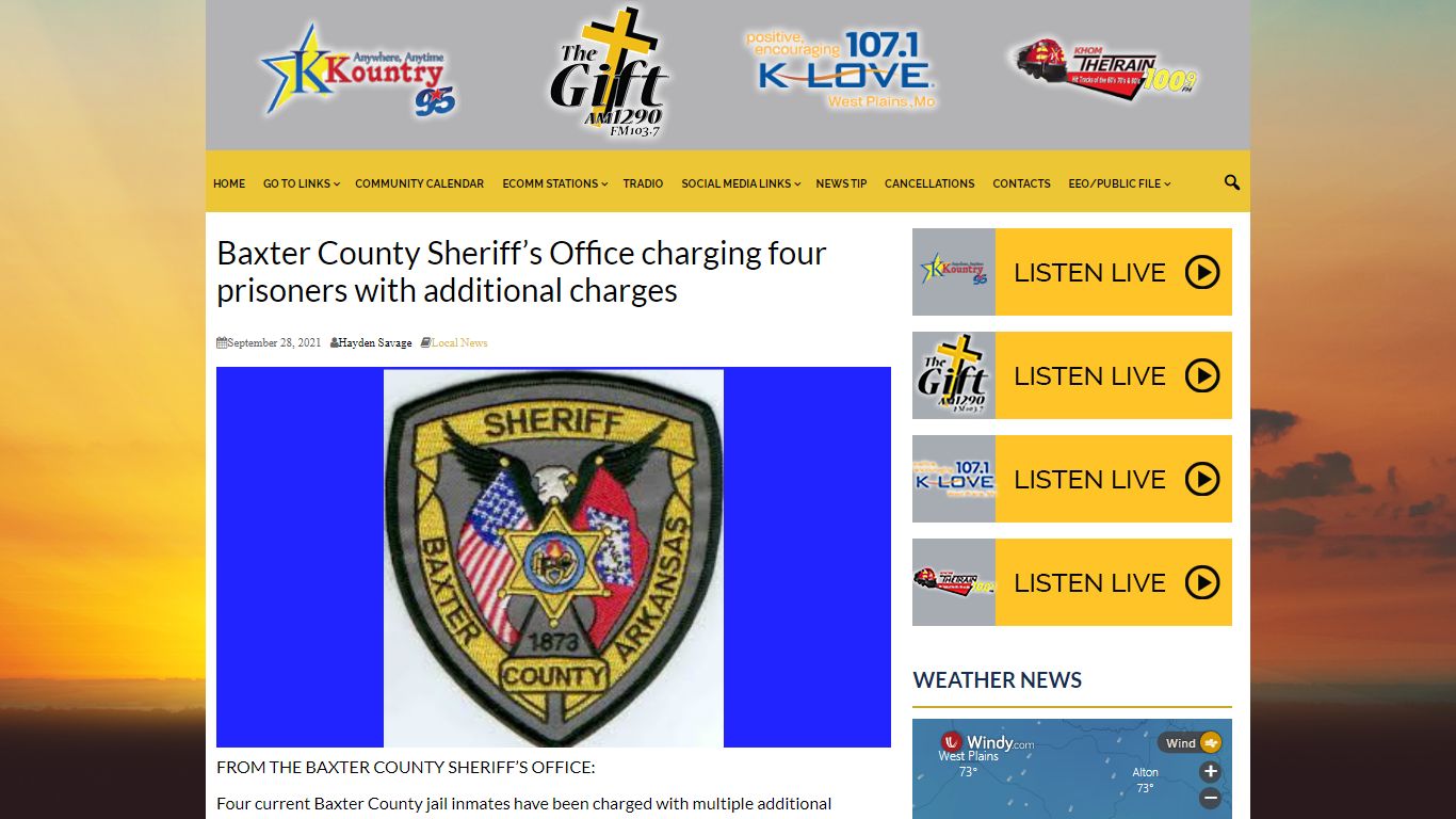 Baxter County Sheriff's Office charging four prisoners ...